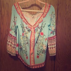 Beautiful blue multi-patterned shirt